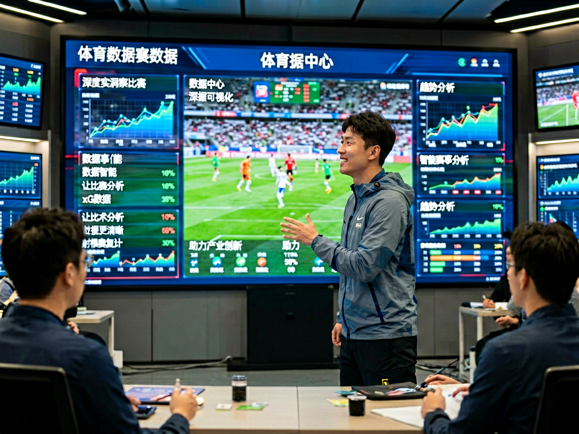 体育数据中心，大屏幕显示实时比赛数据